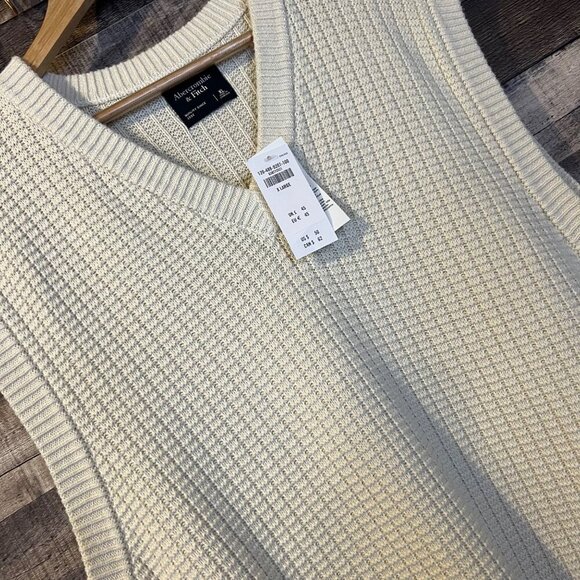 NWT Abercrombie & Fitch Sleeveless Cream Knit Sweater Vest XL Academia Old Money - Picture 6 of 6